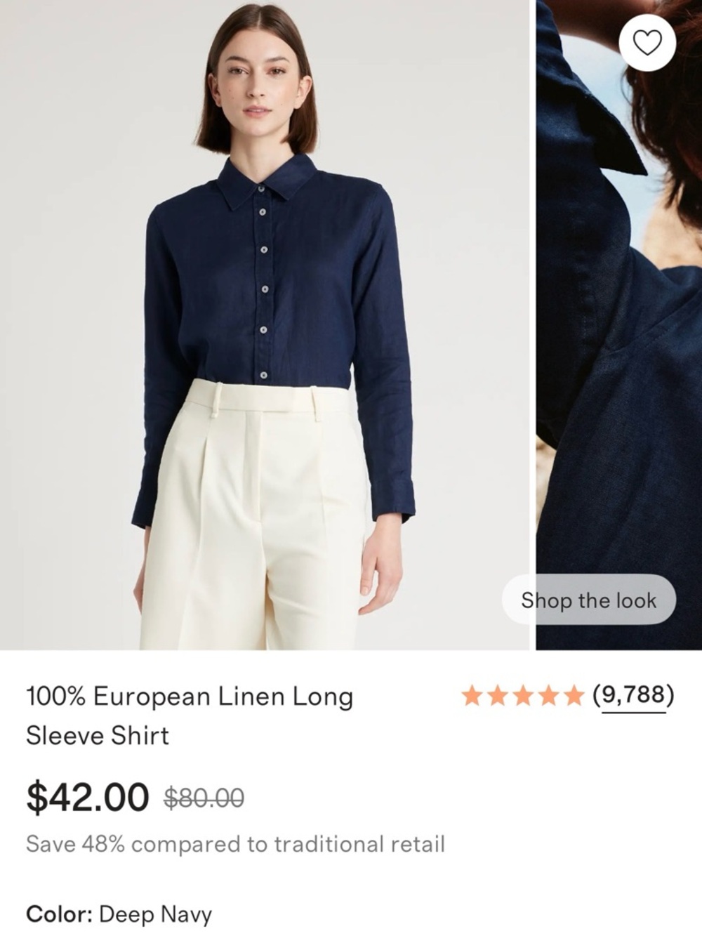 Quince Deep Navy Linen Button-Down Shirt